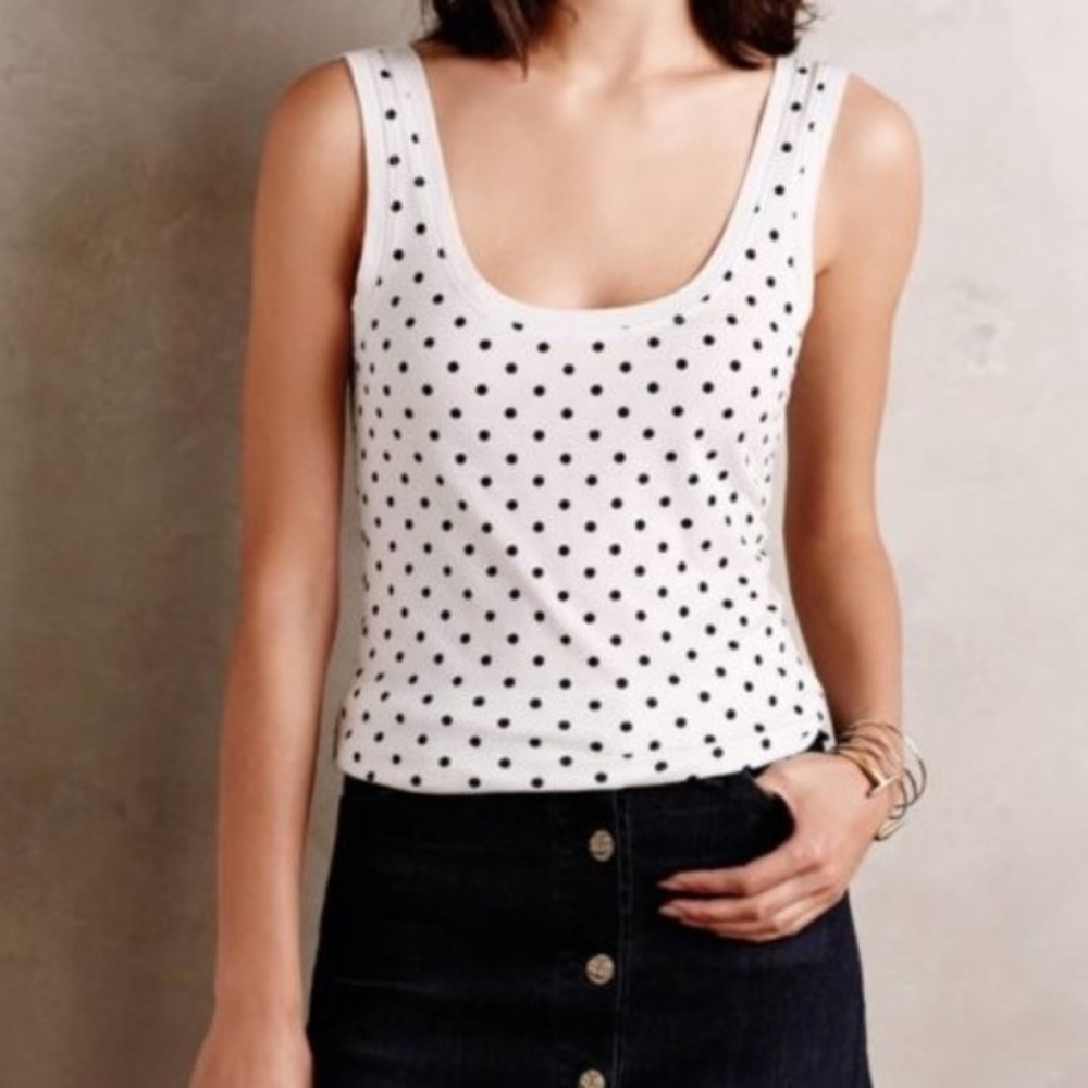 Anthropologie t.la black & white polka dot tank L
